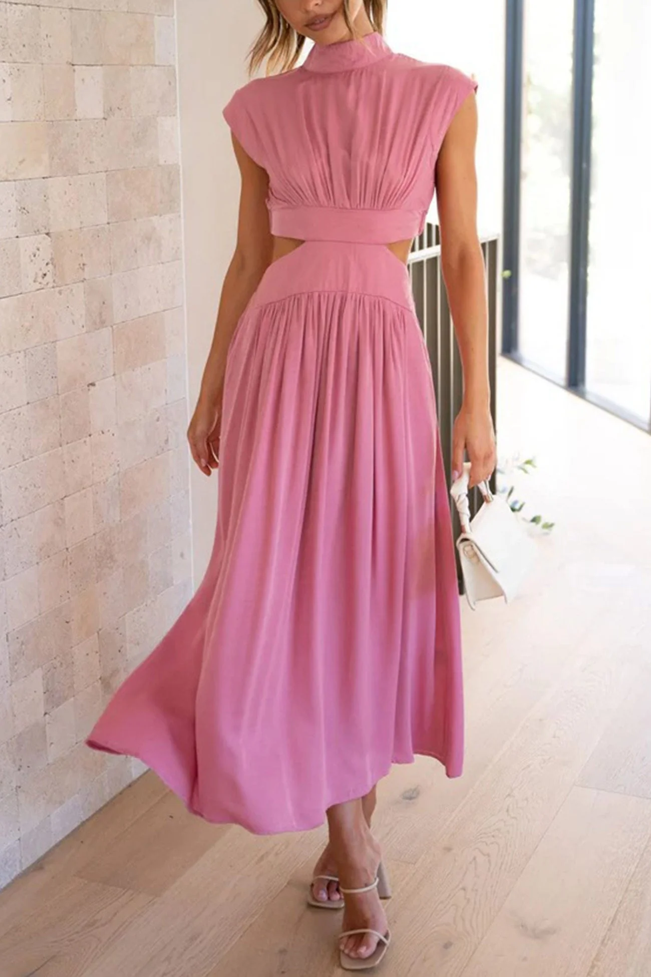 Heidi-Mode | Mock Neck Cutout Midi Kleid - Image 6