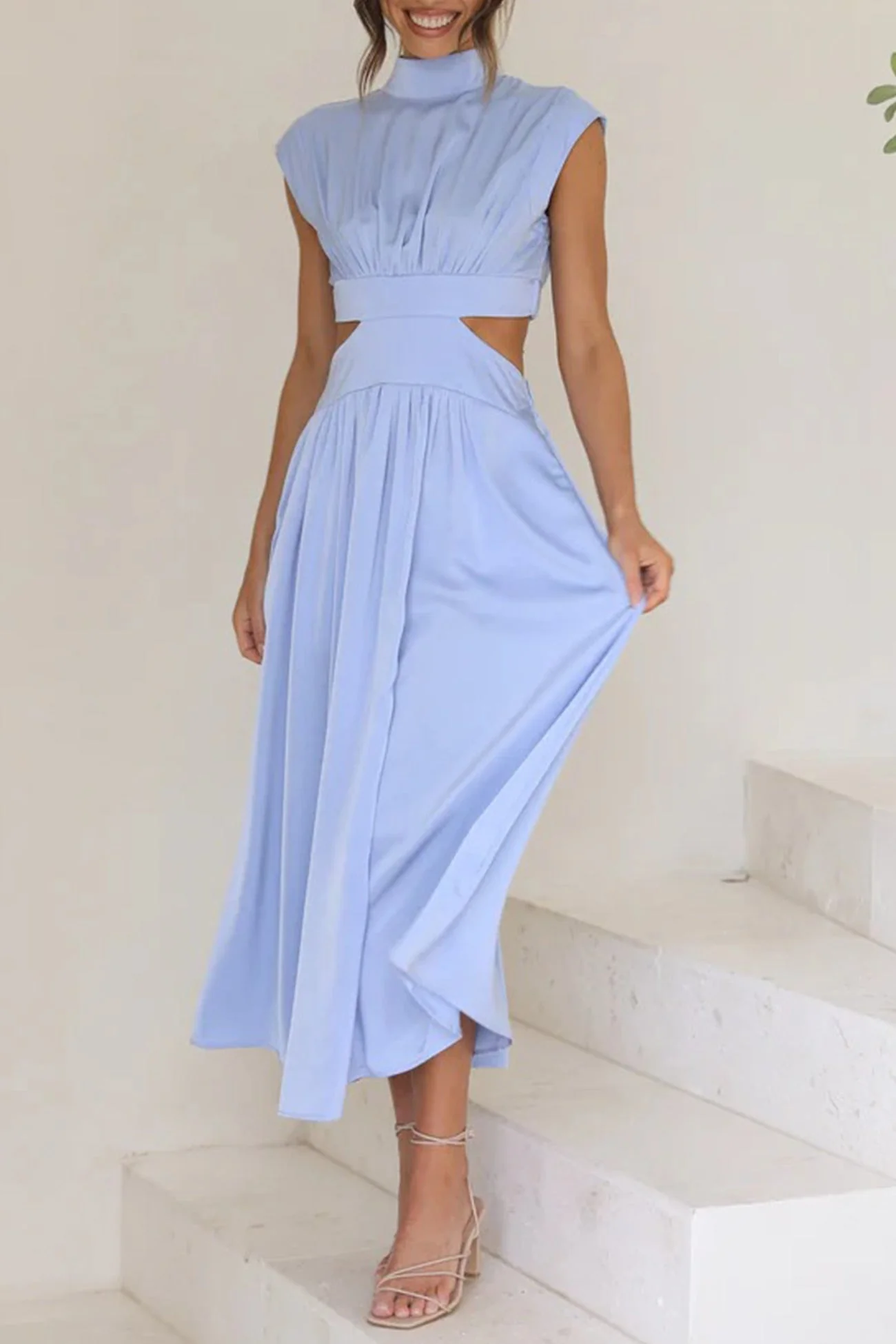 Heidi-Mode | Mock Neck Cutout Midi Kleid - Image 8
