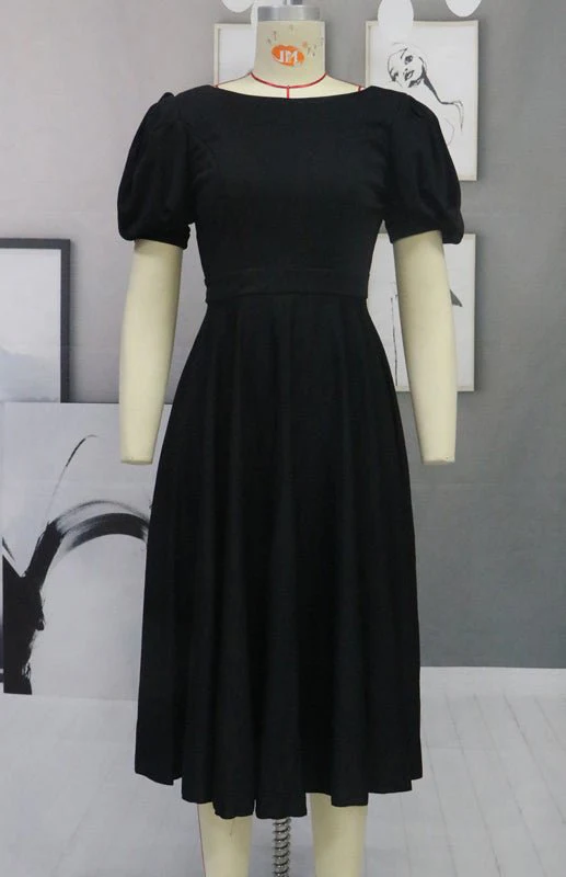 Heidi-Mode | Fashion Solid Color Slim Fit Sexy Big Swing Dress - Image 16