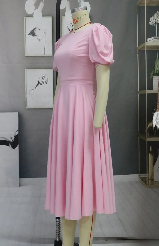 Heidi-Mode | Fashion Solid Color Slim Fit Sexy Big Swing Dress - Image 2