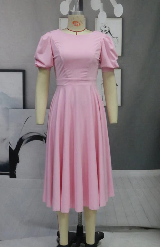 Heidi-Mode | Fashion Solid Color Slim Fit Sexy Big Swing Dress - Image 4