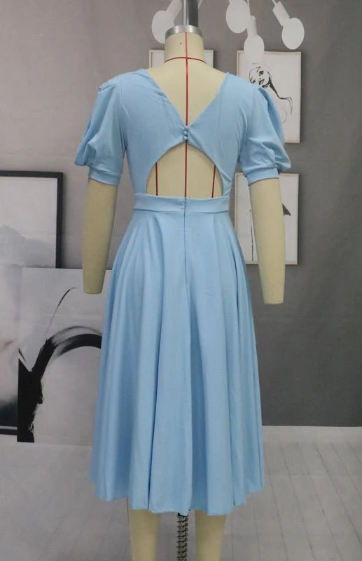 Heidi-Mode | Fashion Solid Color Slim Fit Sexy Big Swing Dress - Image 7
