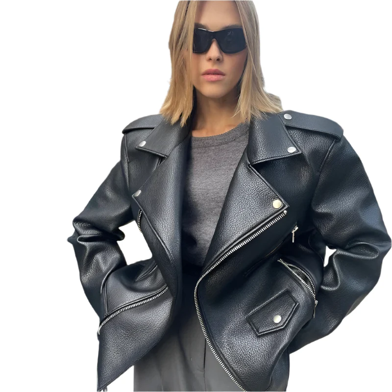 Heidi-Mode | Moderne Damen Kurze Leder-Look Jacke - Image 6