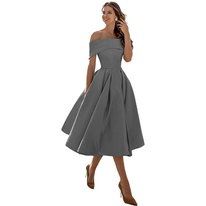 Heidi-Mode | Legere Mode Satin Cocktailkleid Ohne Träger - Image 4