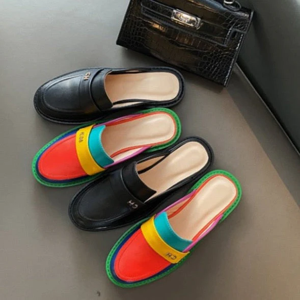 Heidi-Mode | Multi Color Block Echtes Leder Loafer - Image 10