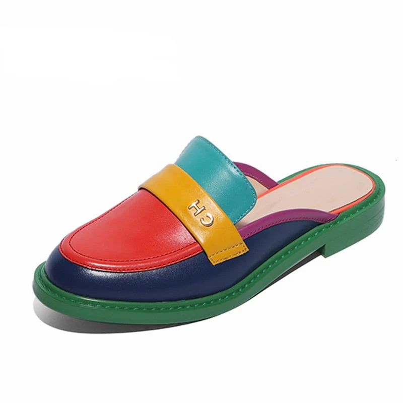 Heidi-Mode | Multi Color Block Echtes Leder Loafer - Image 15
