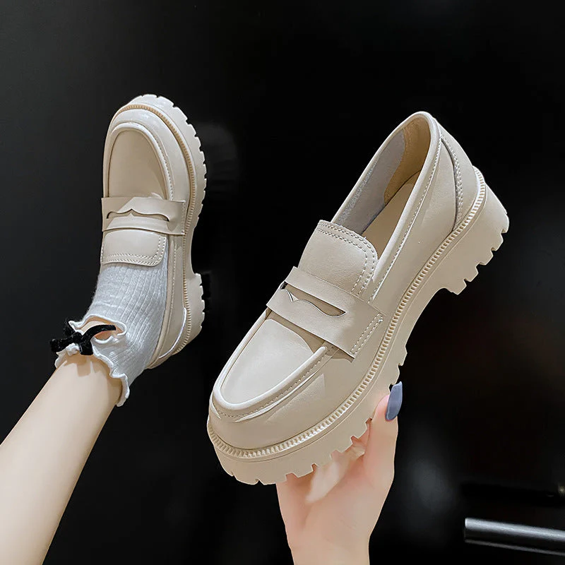 Heidi-Mode | Mode Damen Britischer Stil Echtes Leder Plattform Schuhe Frühling Schuhe - Image 2