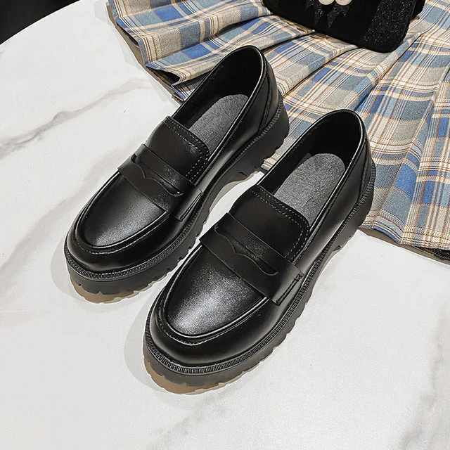 Heidi-Mode | Mode Damen Britischer Stil Echtes Leder Plattform Schuhe Frühling Schuhe - Image 8