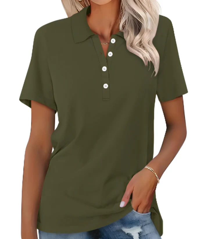 Heidi-Mode | Nachhaltiges Poloshirt Damen Polo Shirt mit Kragen und Knopfverschluss - Image 2