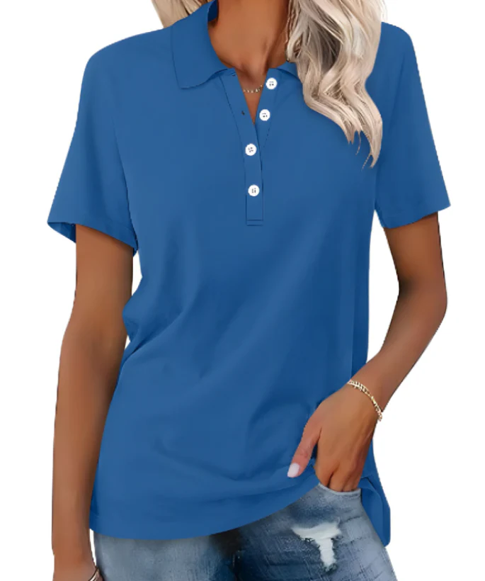 Heidi-Mode | Nachhaltiges Poloshirt Damen Polo Shirt mit Kragen und Knopfverschluss - Image 4