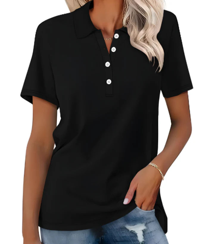 Heidi-Mode | Nachhaltiges Poloshirt Damen Polo Shirt mit Kragen und Knopfverschluss - Image 7