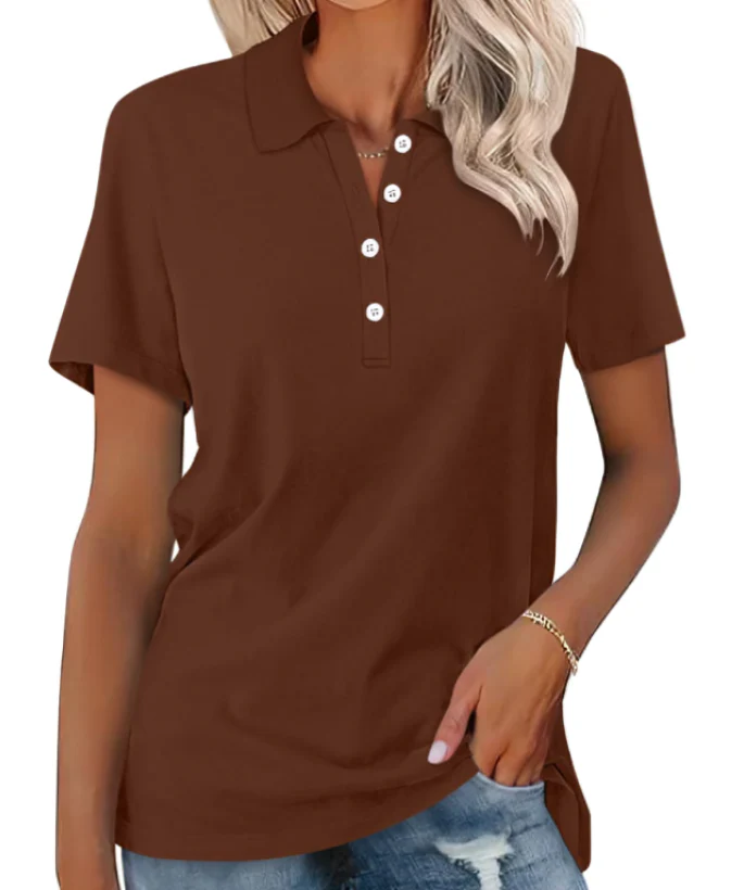 Heidi-Mode | Nachhaltiges Poloshirt Damen Polo Shirt mit Kragen und Knopfverschluss - Image 9