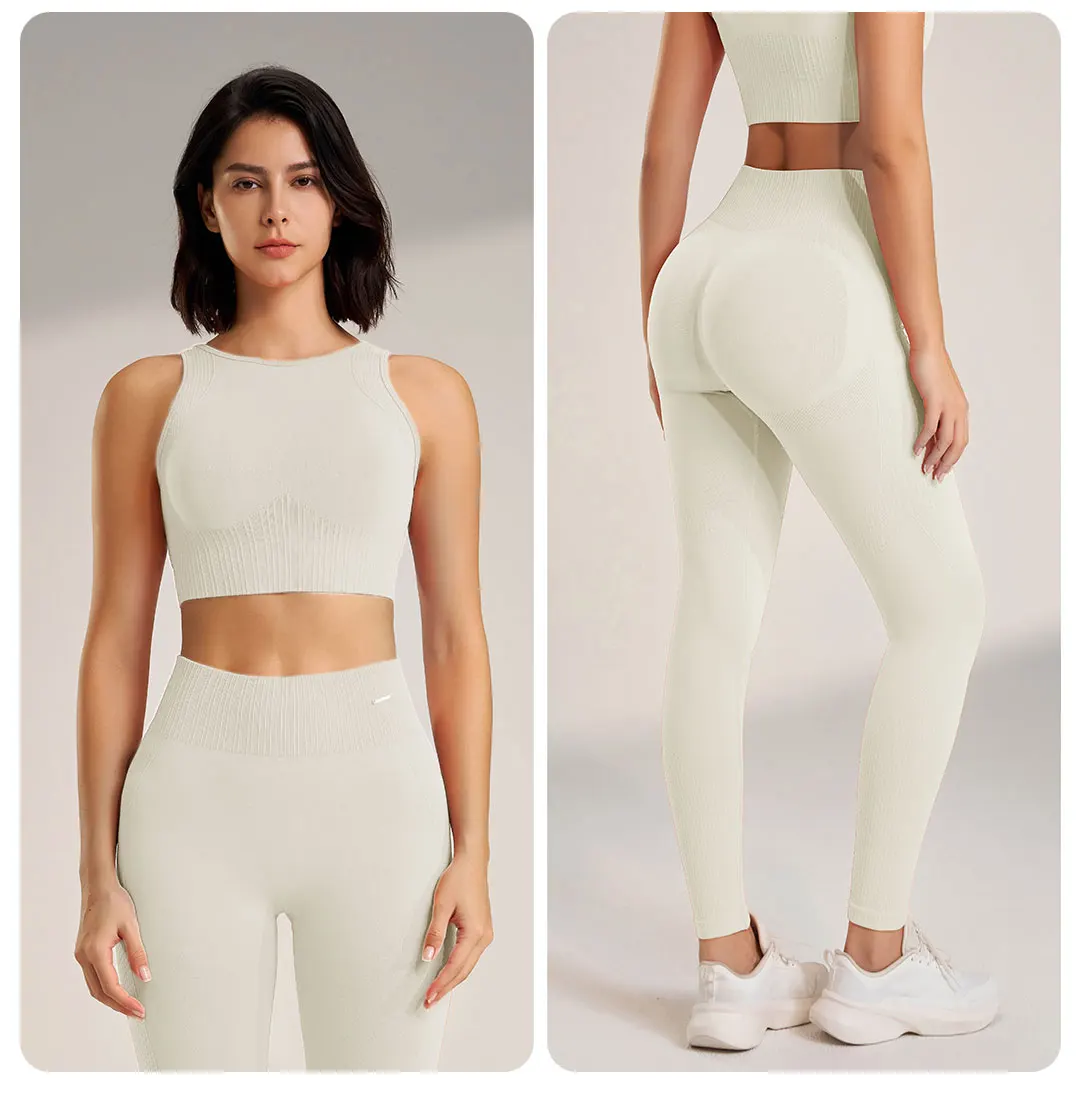 Heidi-Mode | Nahtloses Yoga-Satz- Hoch-Taillierte Leggings & Top Zweiteiliges Fitness-Outfit - Image 10
