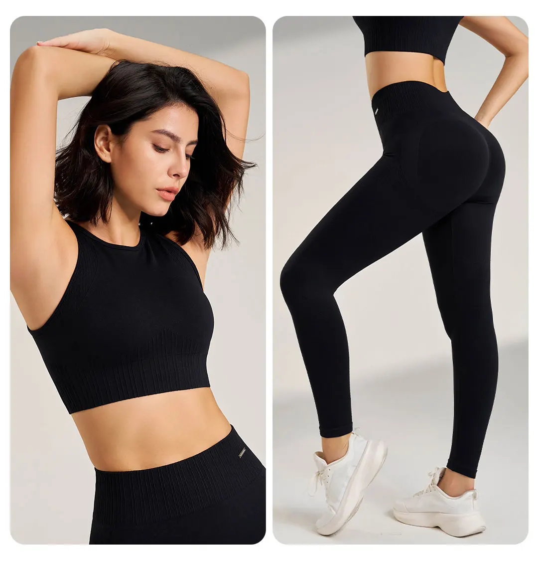 Heidi-Mode | Nahtloses Yoga-Satz- Hoch-Taillierte Leggings & Top Zweiteiliges Fitness-Outfit - Image 3