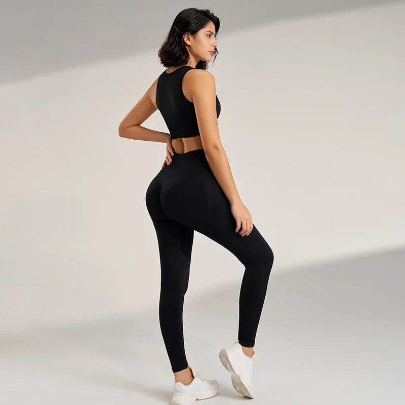 Heidi-Mode | Nahtloses Yoga-Satz- Hoch-Taillierte Leggings & Top Zweiteiliges Fitness-Outfit - Image 4