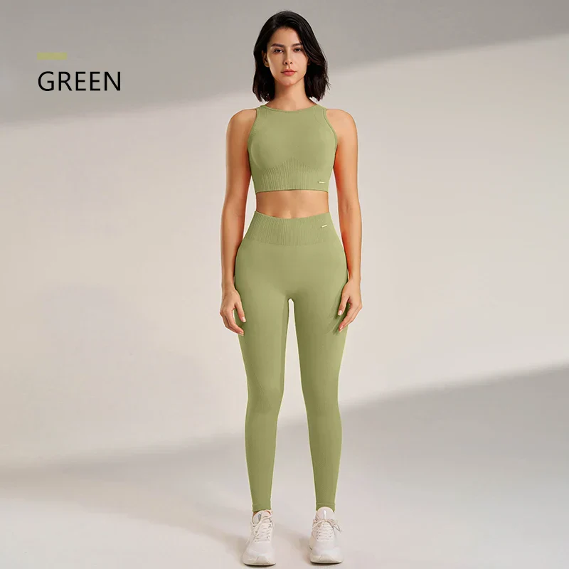 Heidi-Mode | Nahtloses Yoga-Satz- Hoch-Taillierte Leggings & Top Zweiteiliges Fitness-Outfit - Image 5