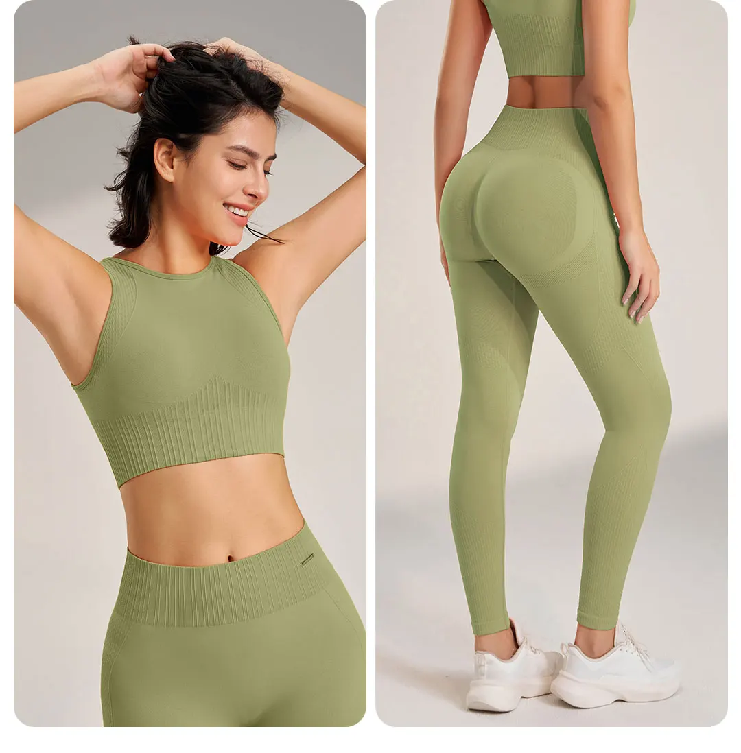 Heidi-Mode | Nahtloses Yoga-Satz- Hoch-Taillierte Leggings & Top Zweiteiliges Fitness-Outfit - Image 8