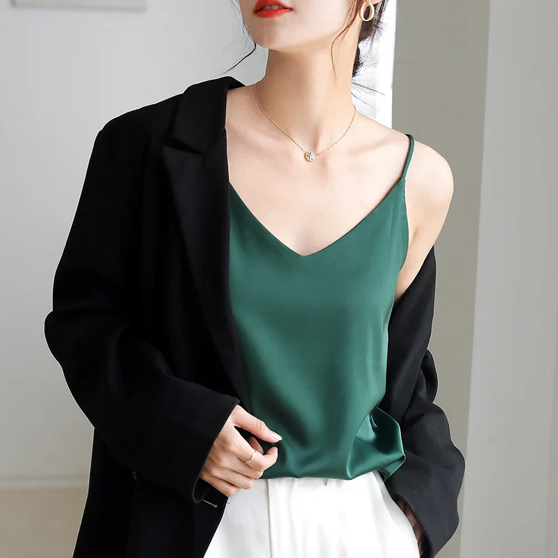 Heidi-Mode | Neck Satin Crop Top Damen - Image 5