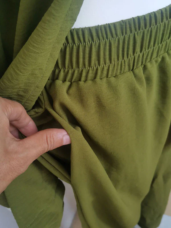 Heidi-Mode | Neue Baumwoll und Leinenanzug Strickjacke Langärmliges Oberteil Tasche Weit Geschnittene Hose Zweiteiler Satz - Image 2