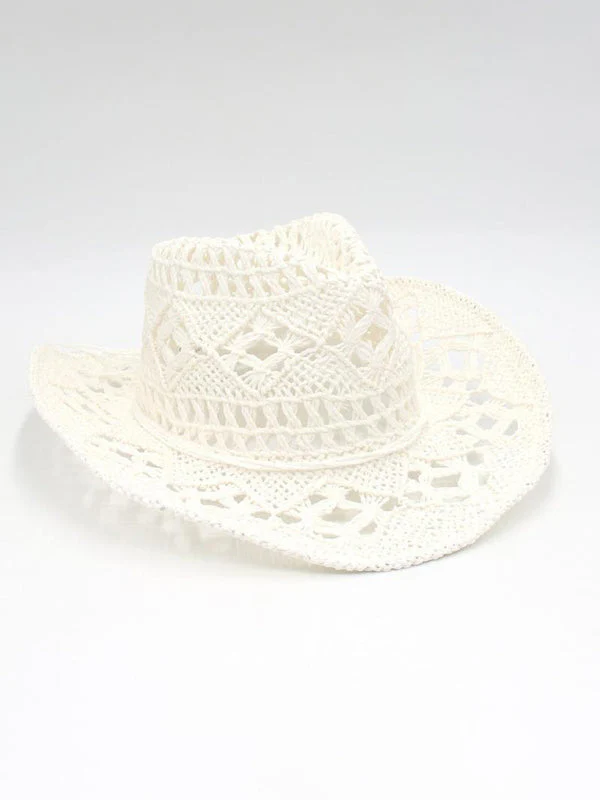 Heidi-Mode | Neuer Hohler Cowboyhut, Handgestrickter Strohhut, Jazzhut mit Erhöhtem Rand - Image 10