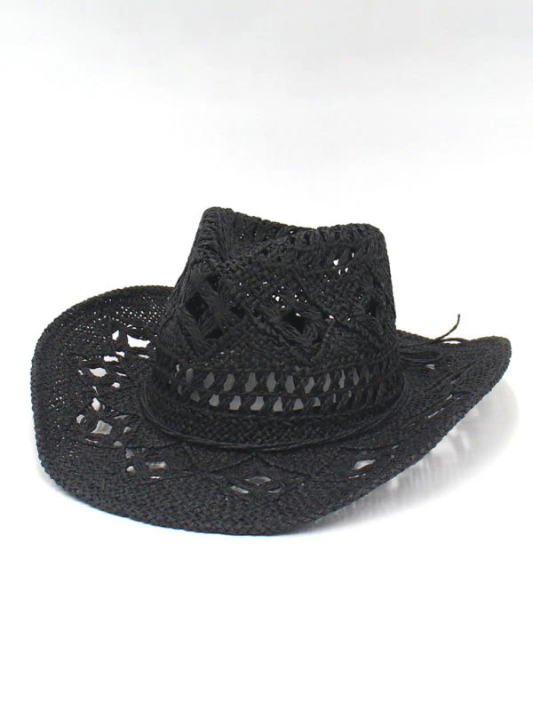 Heidi-Mode | Neuer Hohler Cowboyhut, Handgestrickter Strohhut, Jazzhut mit Erhöhtem Rand - Image 2