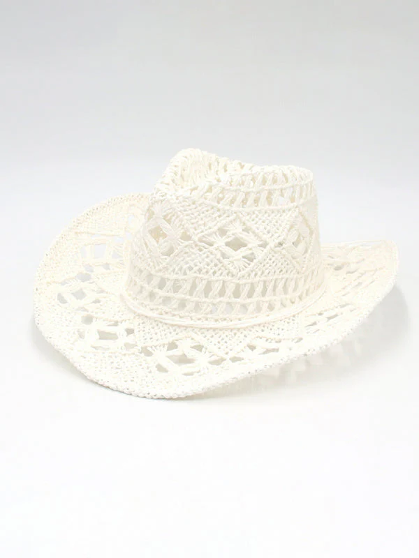 Heidi-Mode | Neuer Hohler Cowboyhut, Handgestrickter Strohhut, Jazzhut mit Erhöhtem Rand - Image 6