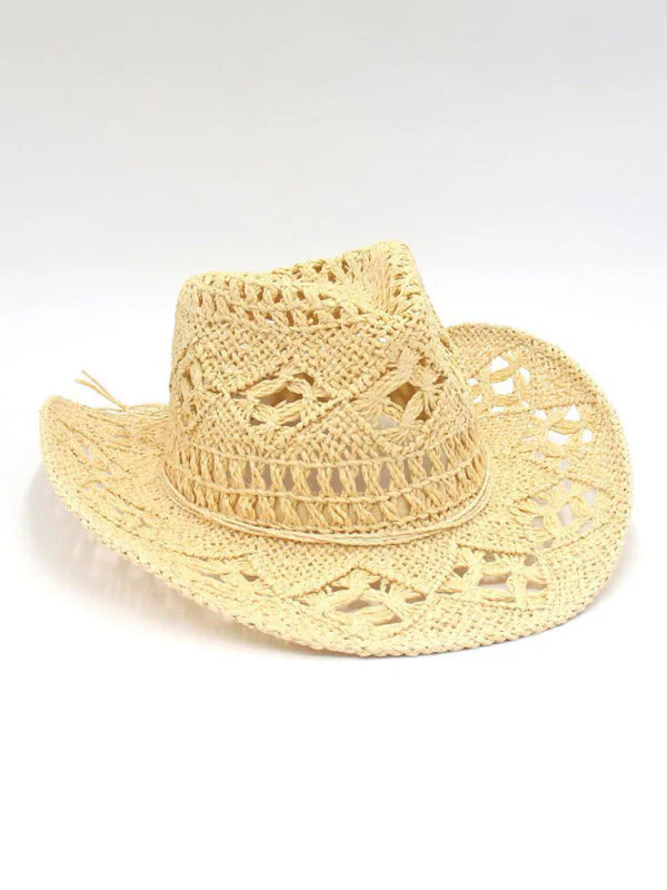 Heidi-Mode | Neuer Hohler Cowboyhut, Handgestrickter Strohhut, Jazzhut mit Erhöhtem Rand - Image 8