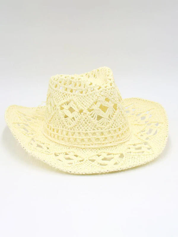 Heidi-Mode | Neuer Hohler Cowboyhut, Handgestrickter Strohhut, Jazzhut mit Erhöhtem Rand - Image 9