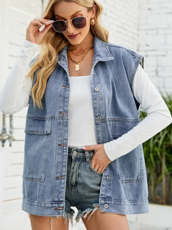 Heidi-Mode | Neues Denim-Weste Sommermode-Trend Denim Ärmellose Weste - Image 3