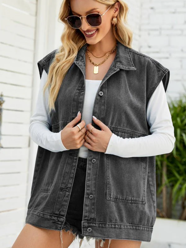 Heidi-Mode | Neues Denim-Weste Sommermode-Trend Denim Ärmellose Weste - Image 5