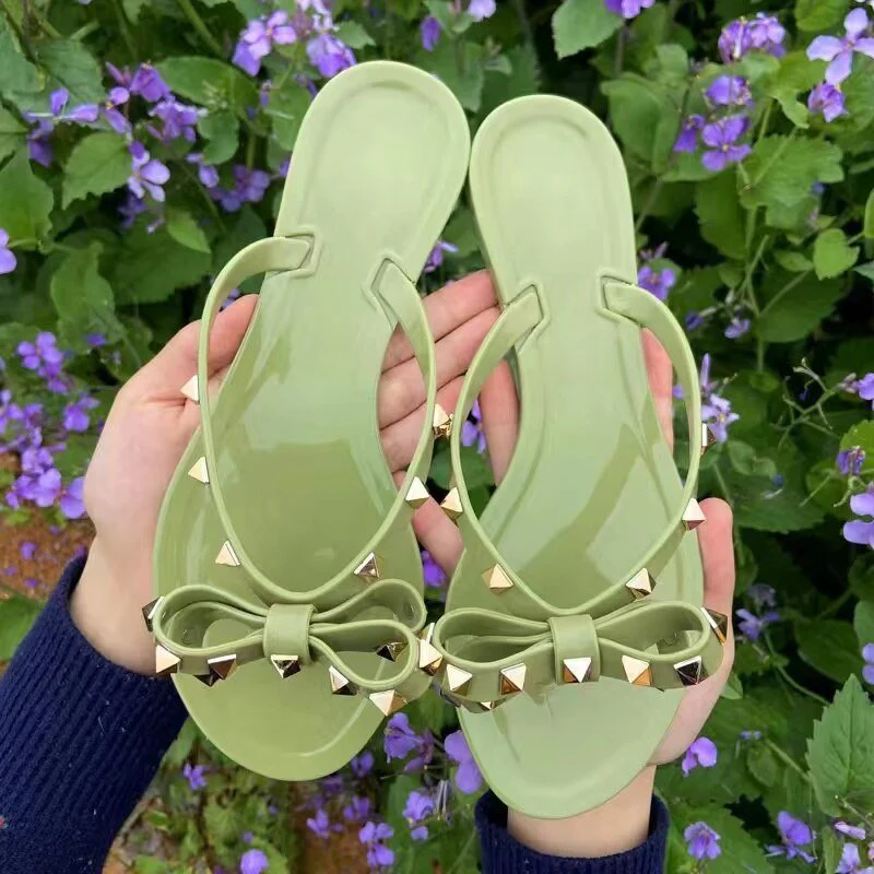 Heidi-Mode | Nieten-Schleifenknoten Flip-Flops Sandalen - Image 4