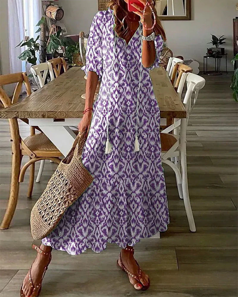 Heidi-Mode | Damen Print Vintage Krawattenkleid - Image 3