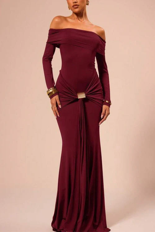 Heidi-Mode | Rosiedress Off Shoulder Knoten Front Bodycon Maxi Party Kleid - Image 11