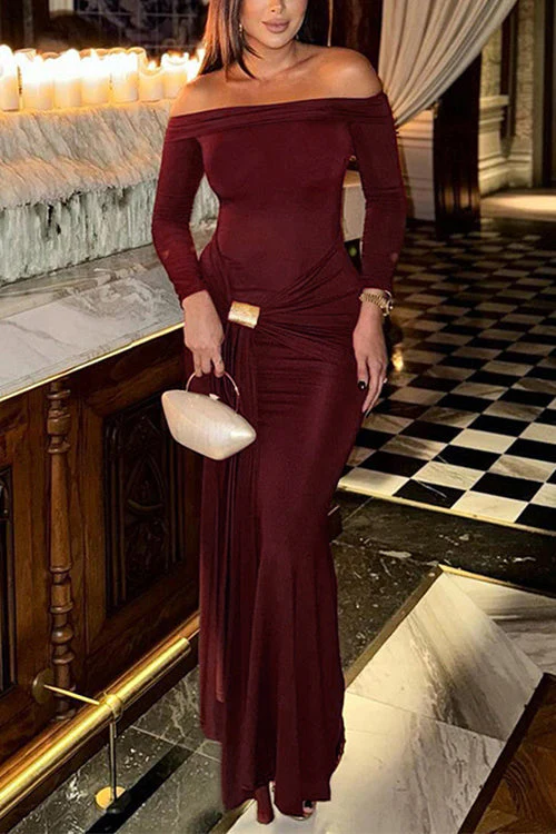 Heidi-Mode | Rosiedress Off Shoulder Knoten Front Bodycon Maxi Party Kleid - Image 3