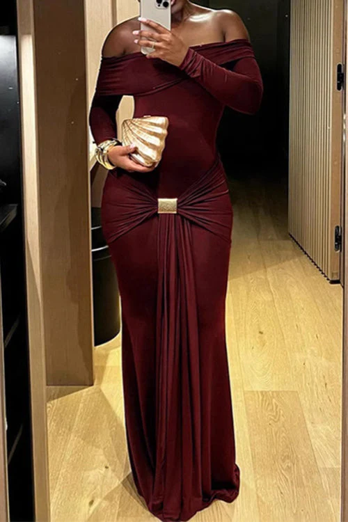 Heidi-Mode | Rosiedress Off Shoulder Knoten Front Bodycon Maxi Party Kleid - Image 9