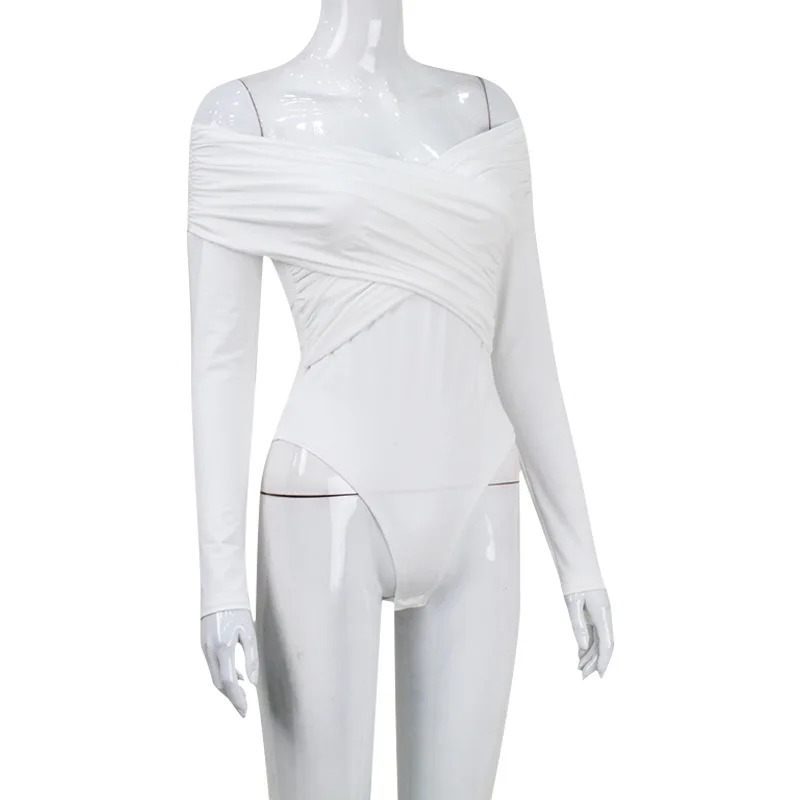 Heidi-Mode | Off-Shoulders Bodysuit Moderner Eleganter Plissierter Damen-Bodysuit - Image 5