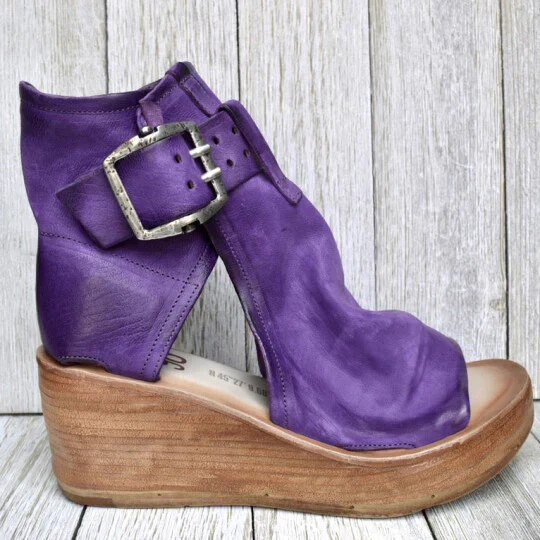 Heidi-Mode | Offene High Top Sandalen mit Keilabsatz und Schnalle für Damen - Image 8