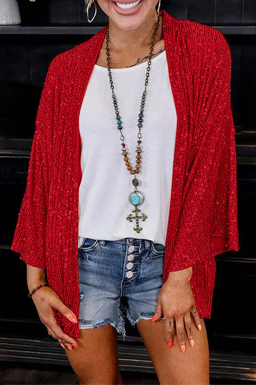 Heidi-Mode | Rosiedress Offene Front Kimono Pailletten Cardigan - Image 4