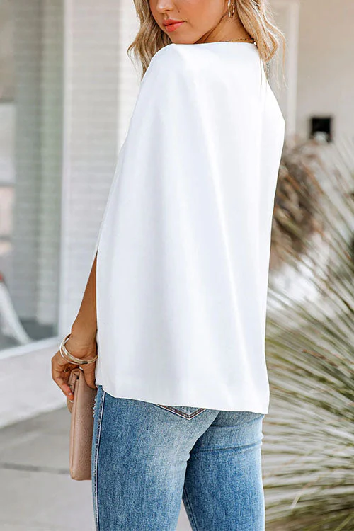 Heidi-Mode | Rosiedress Offene Front Schlitzärmel Cape Jacke - Image 10