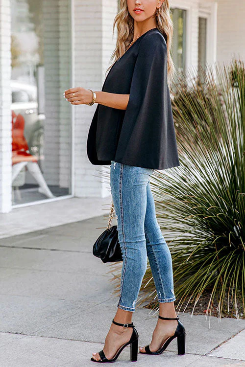 Heidi-Mode | Rosiedress Offene Front Schlitzärmel Cape Jacke - Image 7