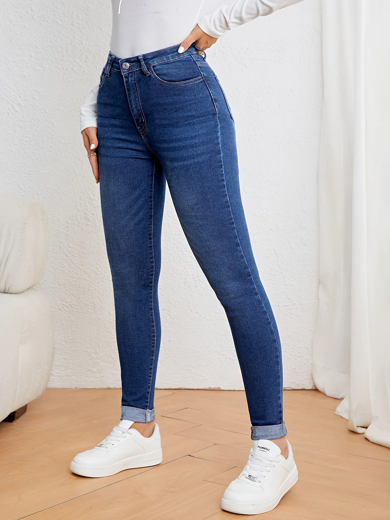 Heidi-Mode | Olivgrüne High Waist Slim Fit Jeans mit Stretch Denim - Image 3