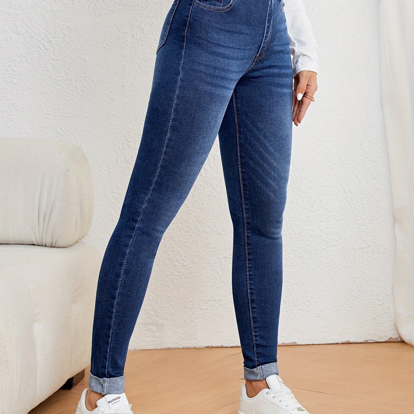 Heidi-Mode | Olivgrüne High Waist Slim Fit Jeans mit Stretch Denim - Image 9