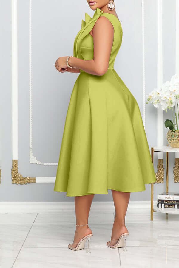 Heidi-Mode | One Shoulder Midi Kleid Elegante A-Linie Passform Skulpturierte Details Festliche Kleidung - Image 3