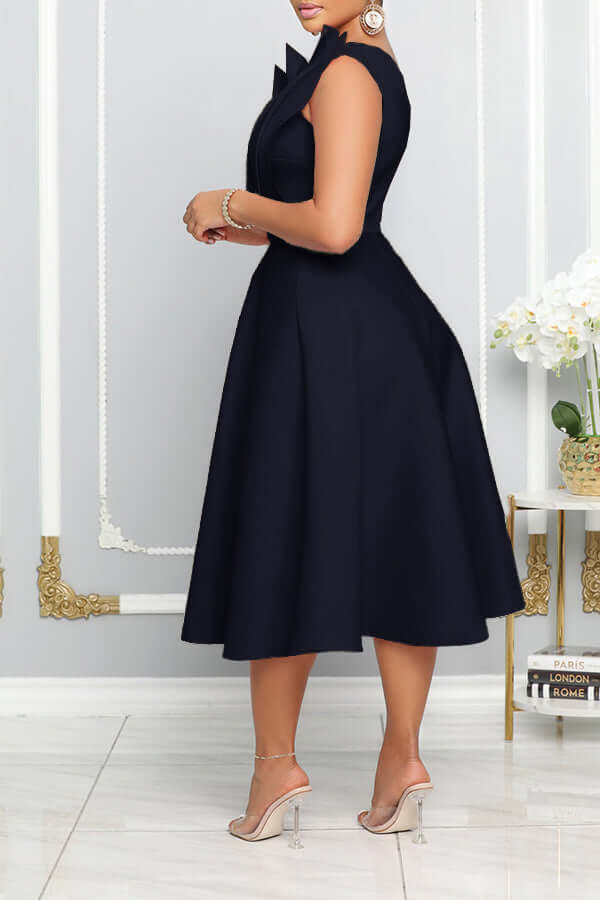 Heidi-Mode | One Shoulder Midi Kleid Elegante A-Linie Passform Skulpturierte Details Festliche Kleidung - Image 7