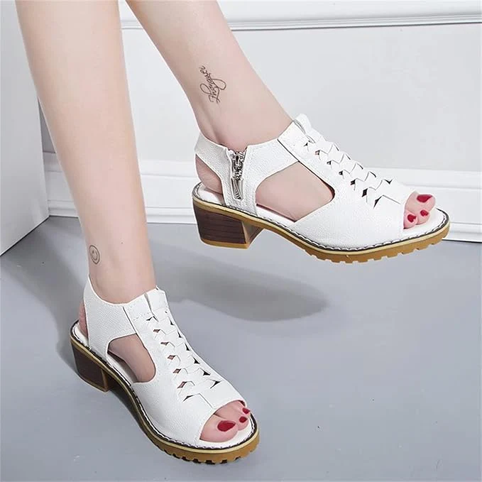 Heidi-Mode | Orthopädische Sandalen mit Absatz Bequeme Sandalen für Damen mit Spitzendesign - Image 6