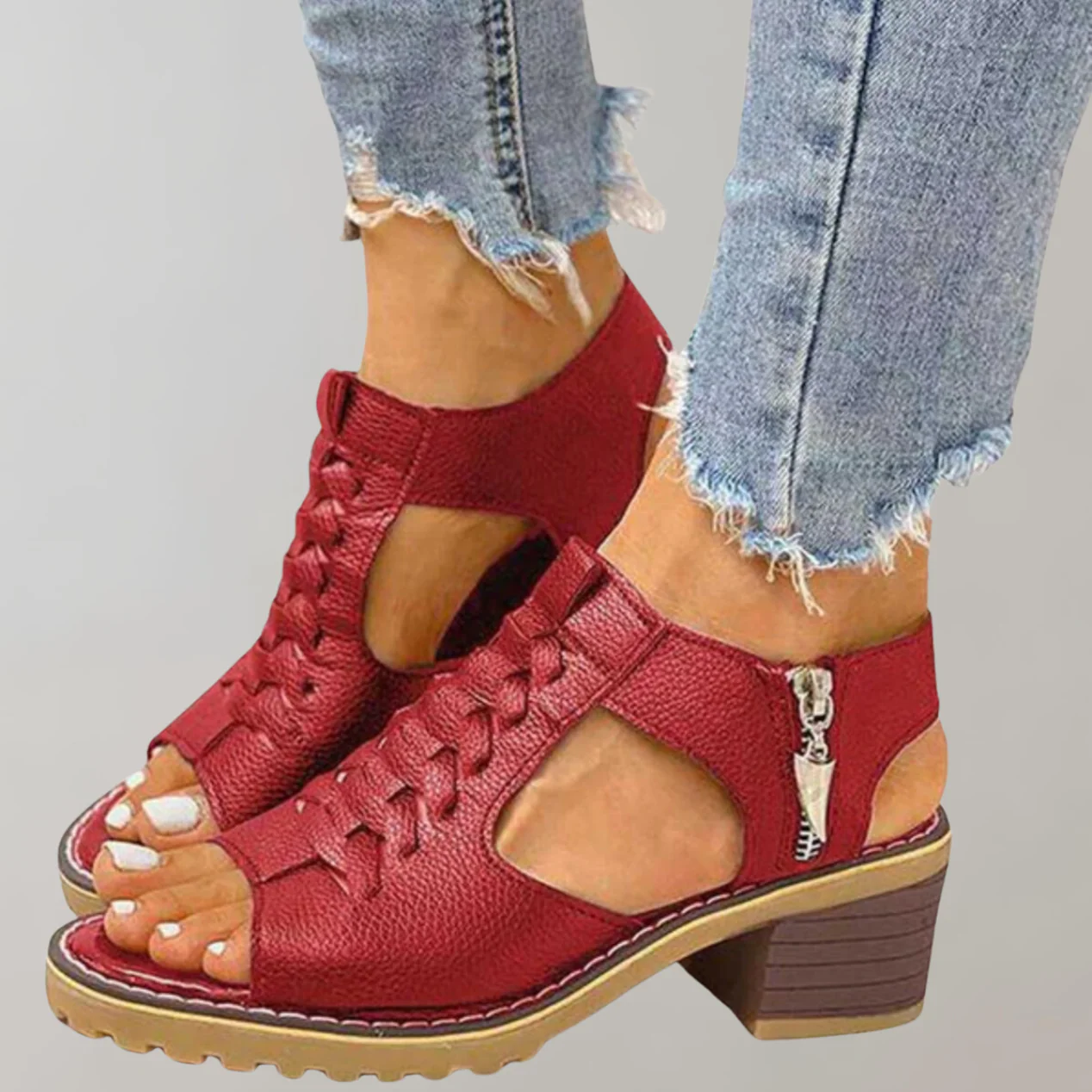 Heidi-Mode | Orthopädische Sandalen mit Absatz Bequeme Sandalen für Damen mit Spitzendesign - Image 8