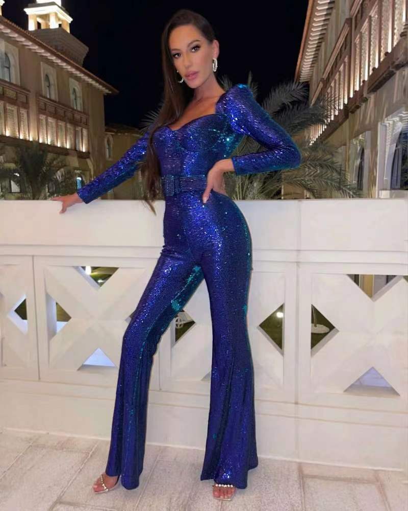 Heidi-Mode | Pailletten Langarm Jumpsuit - Image 4