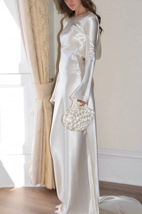 Heidi-Mode | Pearl Eden Satin Rückwärtig Offene Cowl Neck Gown Maxi Kleid - Image 5