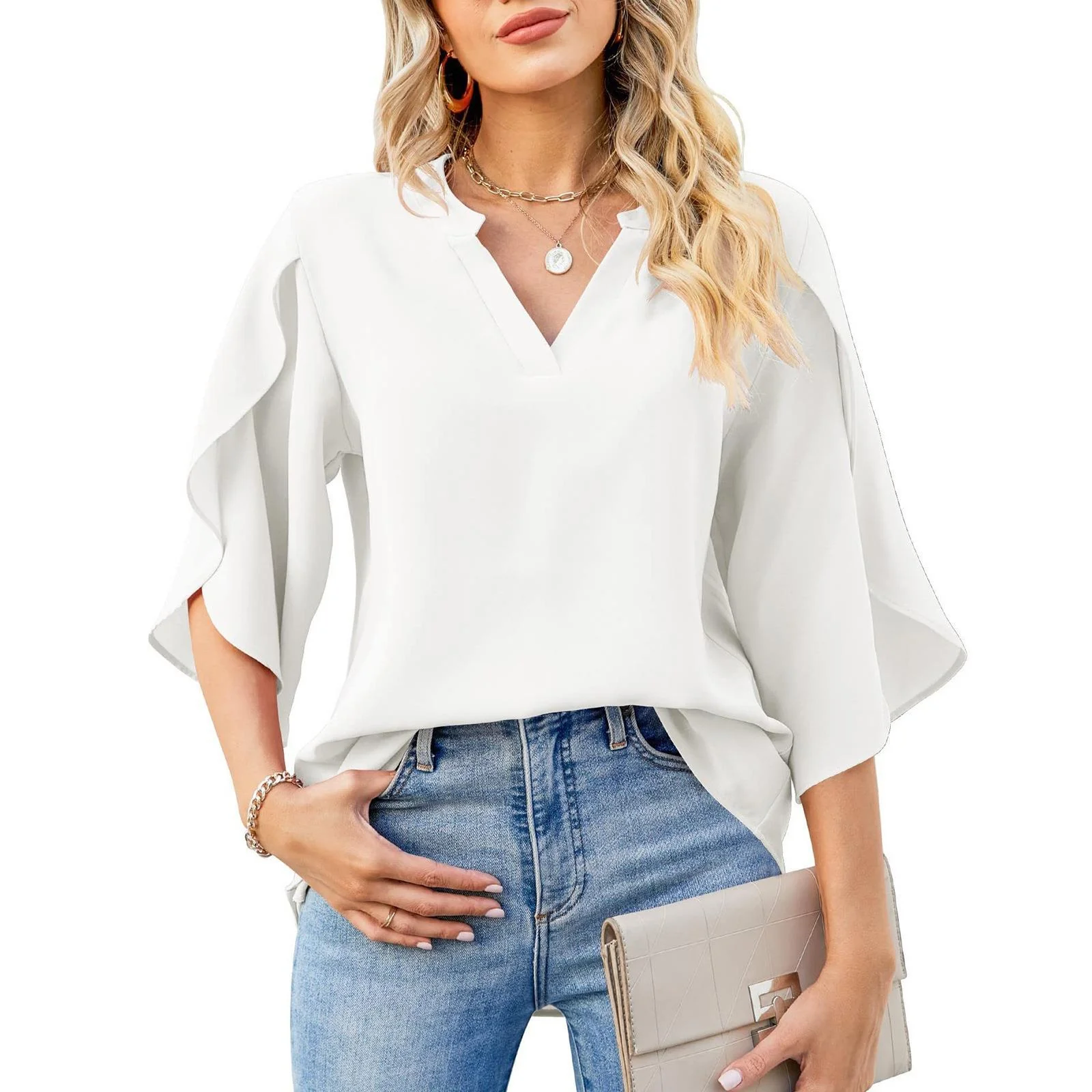 Heidi-Mode | Petal Sleeve Chiffon Shirt - Image 10