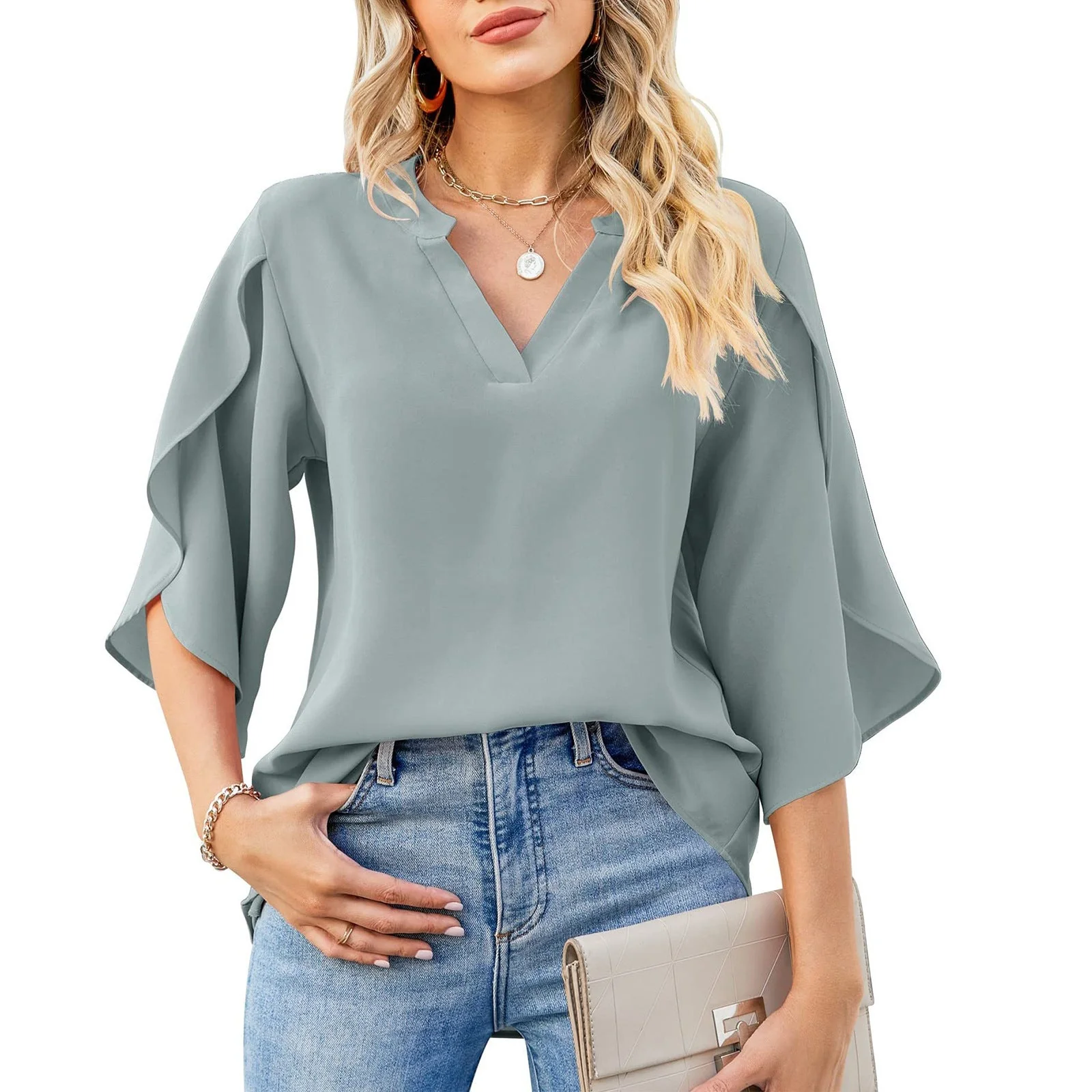 Heidi-Mode | Petal Sleeve Chiffon Shirt - Image 12